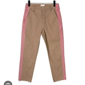 MOTHER Tan and Pink Khaki Pant